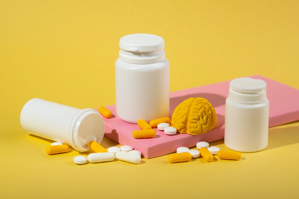 Assortment of pills for brain boost and memory improvement